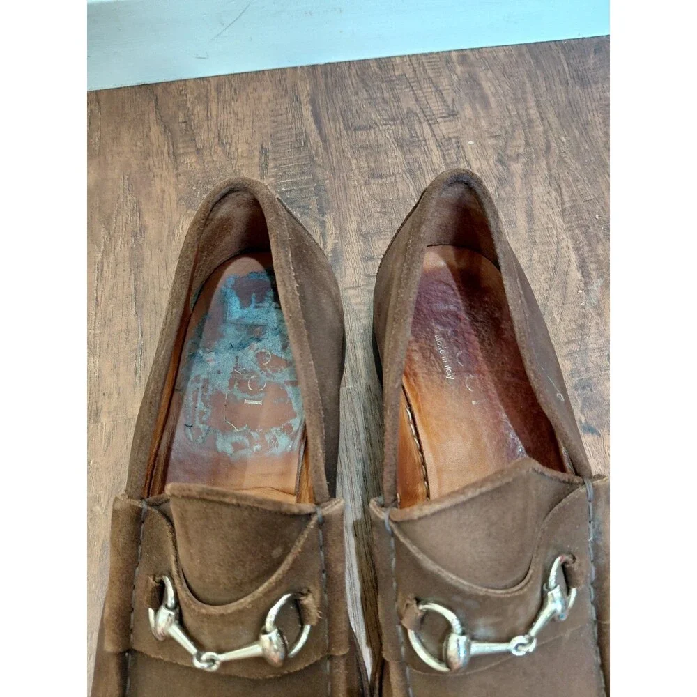 GUCCI Men's Brown Suede Loafers Shoes Size 13.5 US Made in Italy